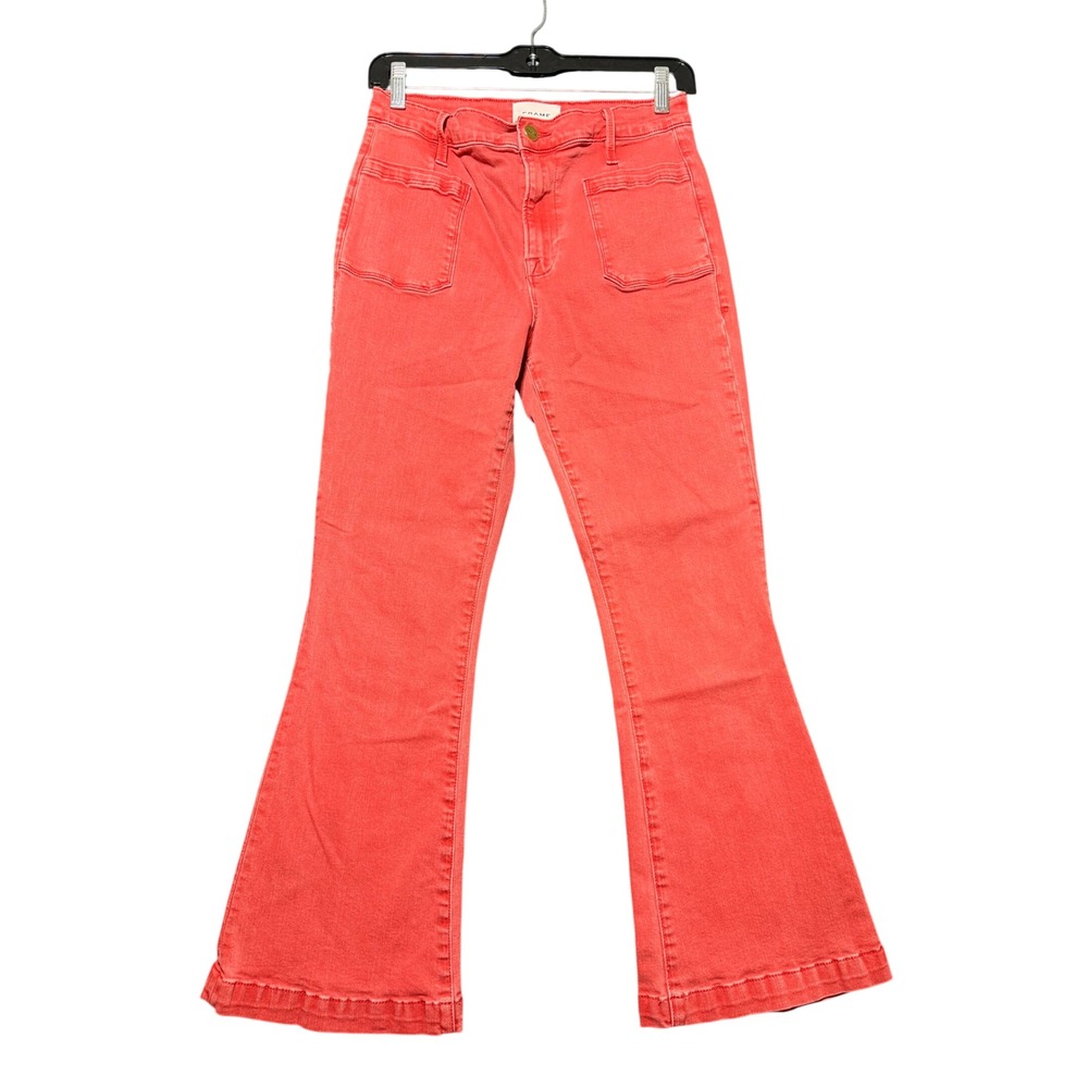 FRAME Le Bardot Crop Flare Women 29 Cherry Excellent condition Patch Pockets